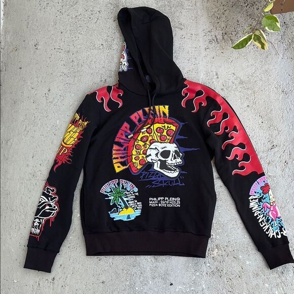 Philipp Plein Black Pizza Hoodie - Picture 1 of 8